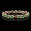 Image 2 : 15.20 ctw Jade & Diamond Micro Pave Halo Bracelet 10k Rose Gold - REF-278N2F