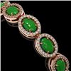 Image 3 : 15.20 ctw Jade & Diamond Micro Pave Halo Bracelet 10k Rose Gold - REF-278N2F