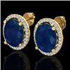 Image 1 : 6 ctw Sapphire & Micro Pave VS/SI Diamond Earrings 18k Yellow Gold - REF-101Y8X