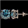 Image 2 : 5 ctw Certified Intense Blue Diamond Stud Earrings 10k Rose Gold - REF-638F2M