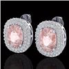 Image 1 : 5.50 ctw Morganite & Micro Pave VS/SI Diamond Earrings 18k White Gold - REF-173W6H