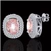 Image 2 : 5.50 ctw Morganite & Micro Pave VS/SI Diamond Earrings 18k White Gold - REF-173W6H
