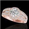Image 1 : 1.5 ctw Certified Diamond Solitaire Halo Ring 10k Rose Gold - REF-211G4W