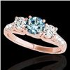 Image 1 : 3.25 ctw SI Certified Fancy Blue Diamond 3 Stone Ring 10k Rose Gold - REF-295G9W