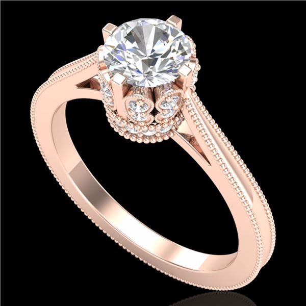 1.14 ctw VS/SI Diamond Solitaire Art Deco Ring 18k Rose Gold - REF-220A5N