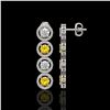Image 2 : 5.50 ctw Canary & Diamond Micro Pave Earrings 18K White Gold - REF-592Y3X