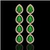 Image 1 : 6.20 ctw Jade & Diamond Micro Pave Halo Earrings 10k Yellow Gold - REF-158W2H
