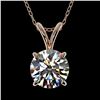 Image 1 : 1 ctw Certified Quality Diamond Solitaire Necklace 10k Rose Gold - REF-141G3W