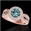 Image 1 : 1.4 ctw SI Certified Fancy Blue Diamond Solitaire Halo Ring 10k Rose Gold - REF-130W6H