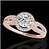 Image 1 : 1.25 ctw Certified Diamond Solitaire Halo Ring 10k Rose Gold - REF-190Y9X