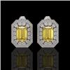 Image 1 : 11.03 ctw Canary Citrine & Diamond Victorian Earrings 14K White Gold - REF-214W5H