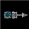 Image 2 : 1.57 ctw Certified Intense Blue Diamond Stud Earrings 10k White Gold - REF-104W3H