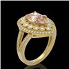 Image 2 : 4.22 ctw Certified Morganite & Diamond Victorian Ring 14K Yellow Gold - REF-195R6K