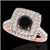 Image 1 : 2.3 ctw Certified VS Black Diamond Solitaire Halo Ring 10k Rose Gold - REF-88M9G