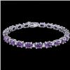Image 2 : 25.8 ctw Amethyst & VS/SI Diamond Eternity Bracelet 10k White Gold - REF-122Y9X