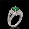 Image 2 : 2.69 ctw Certified Emerald & Diamond Victorian Ring 14K White Gold - REF-104X9A