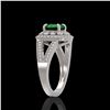 Image 3 : 2.69 ctw Certified Emerald & Diamond Victorian Ring 14K White Gold - REF-104X9A