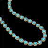 Image 2 : 29.73 ctw Turquoise & Diamond Micro Pave Halo Necklace 10k Yellow Gold - REF-588H5R