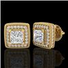Image 2 : 2.01 ctw Princess VS/SI Diamond Art Deco Stud Earrings 18k Yellow Gold - REF-285R5K