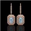 Image 1 : 11.32 ctw Aquamarine & Diamond Victorian Earrings 14K Rose Gold - REF-327W3H