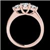 Image 2 : 3 ctw Certified Diamond 3 Stone Solitaire Ring 10k Rose Gold - REF-510R8K