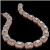 Image 2 : 49.14 ctw Aquamarine & Diamond Victorian Bracelet 14K Rose Gold - REF-1361K5Y
