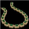 Image 2 : 61.92 ctw Emerald & Diamond Victorian Bracelet 14K Yellow Gold - REF-1545M5G