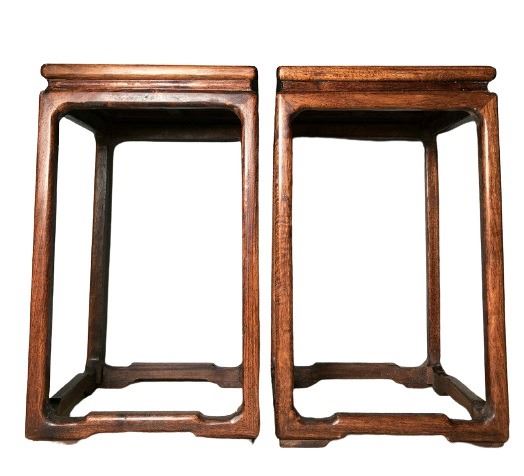 Chinese Huanghuali Wood Inlay Shell Stool