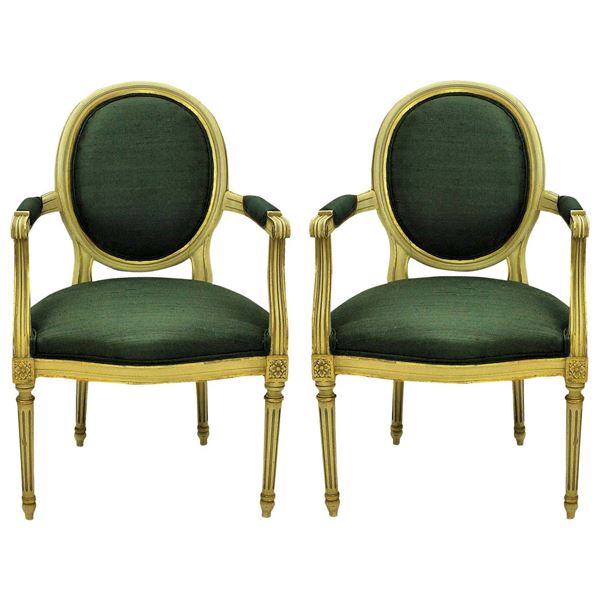 Beech Wood ArmChair Pair Louis xv Style