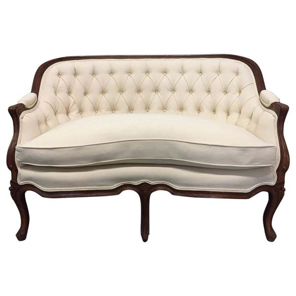 Walnut Wood Couple Sofa Louis xiv Style