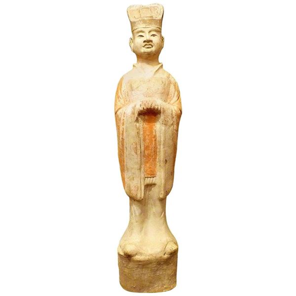 Chinese Pottery Painted Man Statue