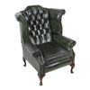 Image 1 : Green Leather Wingback Chair English