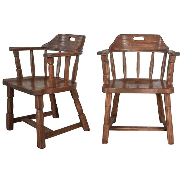 Oak Wood ArmChair Pair American