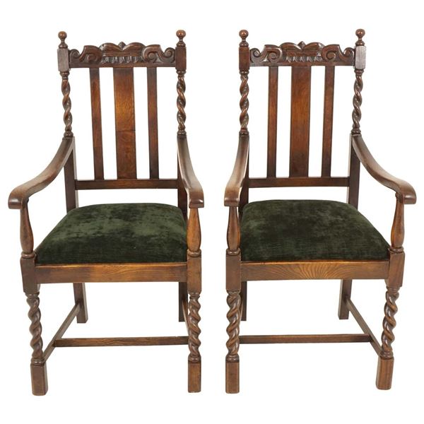 Oak Wood ArmChair Pair