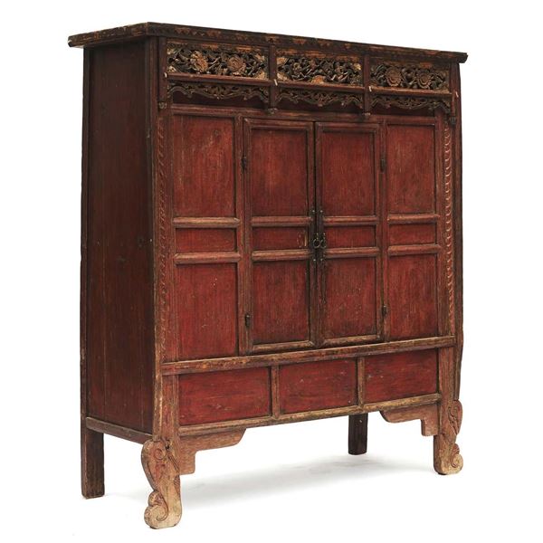 Chinese Elm Wood Cabinet Qianlong Period