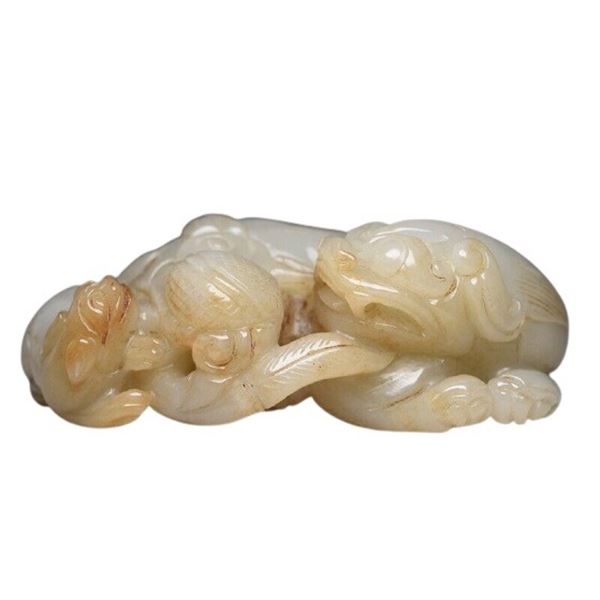 Chinese Natural Hetian Jade Beast