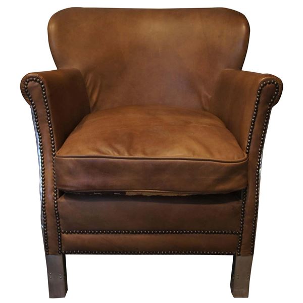 Aluminum And Leather Wingback Chair