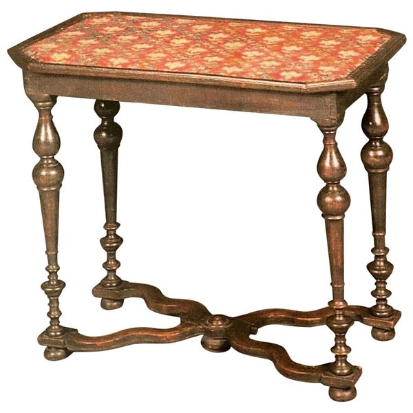 Beech Wood And Fabric Table Louis XIV