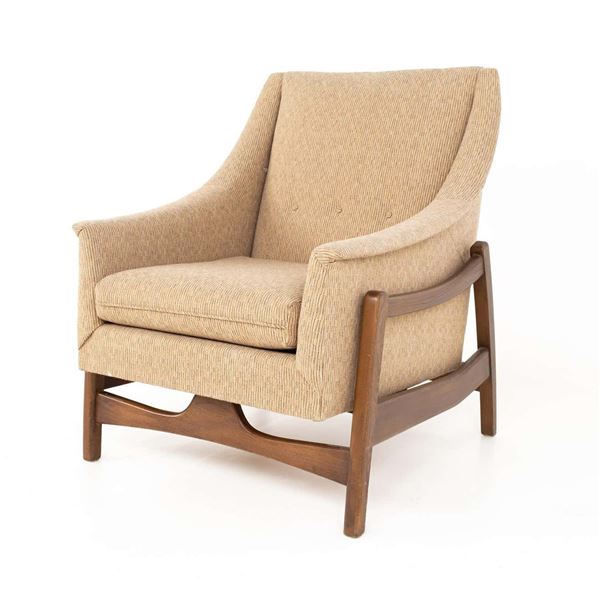 Walnut Wood And Upholstery ArmChair