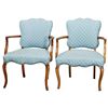 Image 1 : Walnut Wood And Upholstery ArmChair Pair
