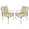 Image 1 : Lucite Matel And Fabric ArmChair Pair
