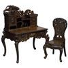 Image 1 : Chinese Export Black Wood Writing Table Chair