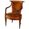 Image 1 : Walnut Wood And Leather ArmChair Queen Anne