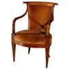 Image 1 : Walnut Wood And Leather ArmChair Queen Anne