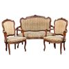 Image 1 : Walnut Wood And Needle Knitted ArmChair Set Louis XVI