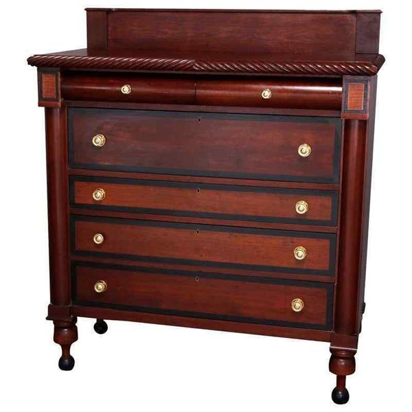 Mahogany Wood Chest Queen Anne