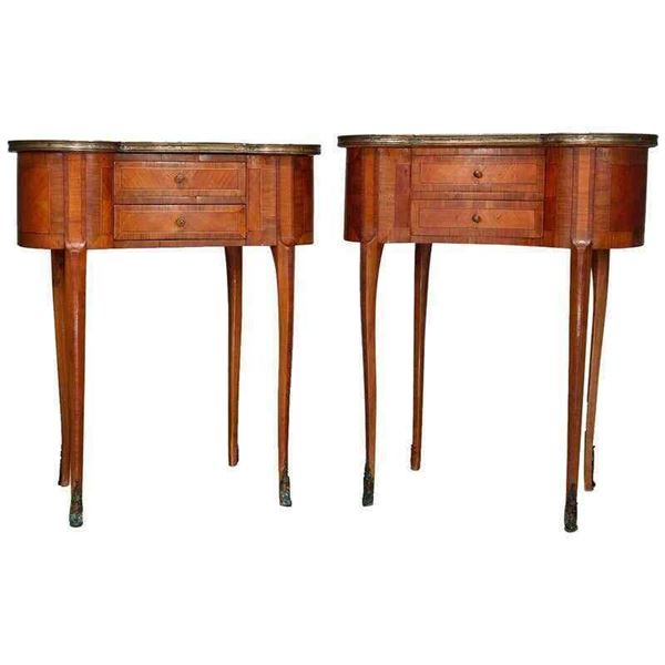 Satin Wood Side Table Pair Louis XV