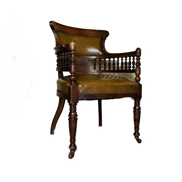Mahogany Wood And Leather ArmChair