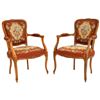 Image 1 : Walnut Wood And Fabric ArmChair Pair Louis XV