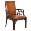 Image 1 : Walnut Wood And Leather ArmChair English